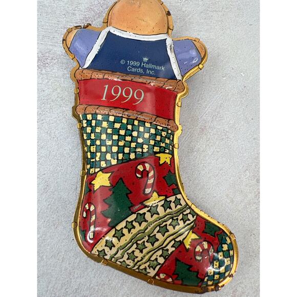 1999 Hallmark Dad/ Pressed Tin‎ Gingerbread Man in Stocking - Picture 2 of 6